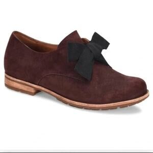 Kork-Ease Women's Burgundy Suede Loafers with Black Bow